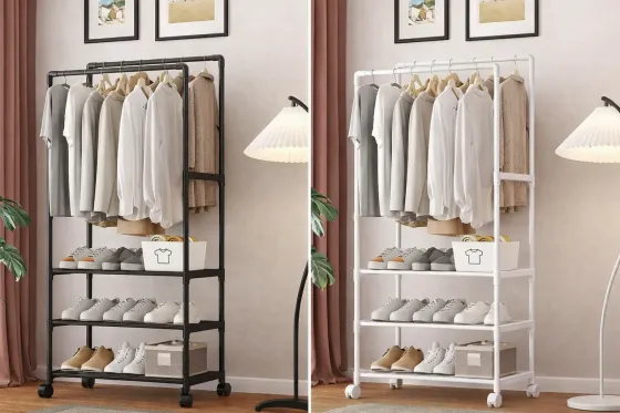 Стойка-вешалка на колесах для вещей и обуви 3 яруса (YH9918-3) Коломия