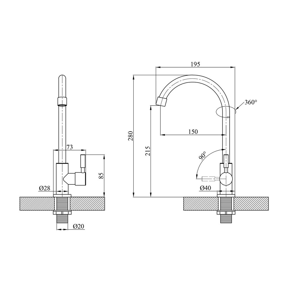 Кран на одну воду Kroner KRP Edelstahl Klassisch - SCH098PVD графит Киев - изображение 2