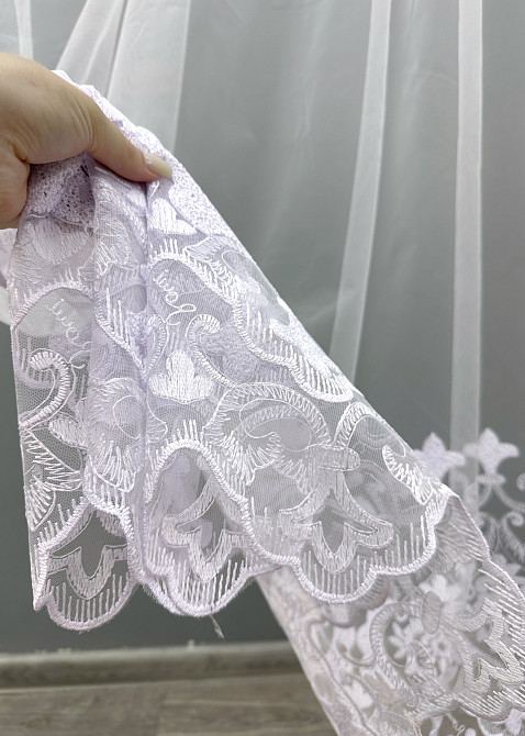 Тюль VR-Textil 1820т Фатин з вишивкою Білий 200х270 см (42-0926) Київ - фото 5