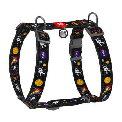 Шлей для собак WAUDOG Nylon анатомическая H-образная с QR-паспортом "NASA" пластиковый фастекс XL (323-0047) Винница