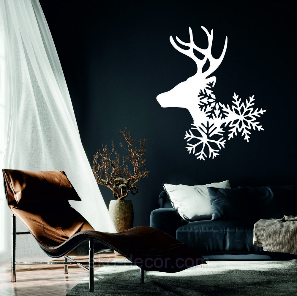 Декоративное настенное Панно «Олень», Декор на стену 110*89 см, Белый Киев - изображение 1