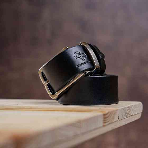 Ремінь чоловічий шкіряний Чорний (GRANDE PELLE) Київ