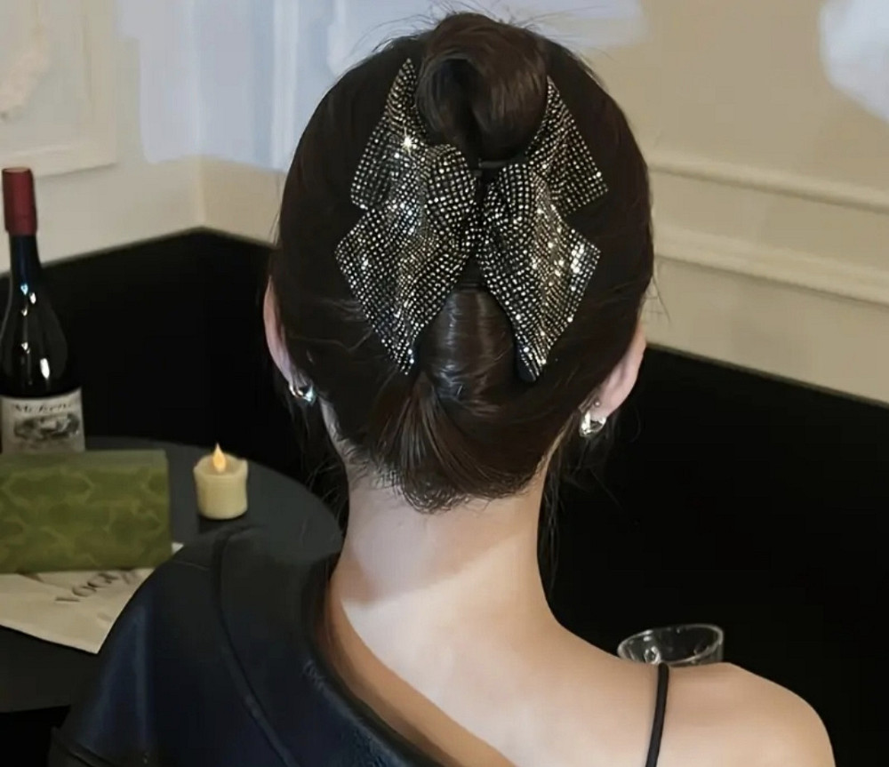 Заколка-крабік для волосся "Бант зі стразами" Сміла - фото 3