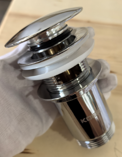 Донный клапан для раковины Koer PW-07-01 1 1/4'' с переливом автоматический СLICK-СLACK (Цвет хром) (KR5782) Киев - изображение 8