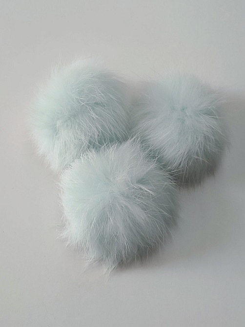 Хутряний бубон на шапку з кролика М'ятний 7-8 см Харків - фото 2