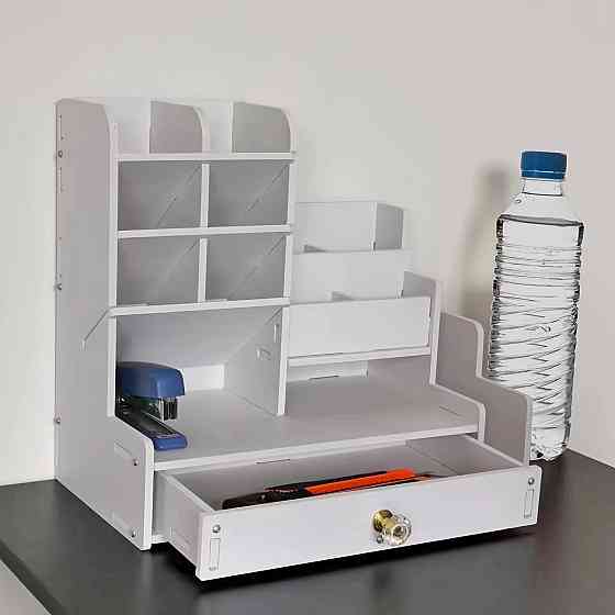 Органайзер настольный для канцелярии, маркеров и карандашей с тумбочкой White Винница