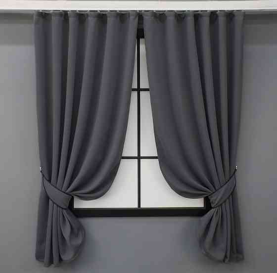 Комплект штор коротких VR-Textil Bagema Rvs № 1241ш Темно-сірий 130х170 см 2 шт ( 35-0172) Київ