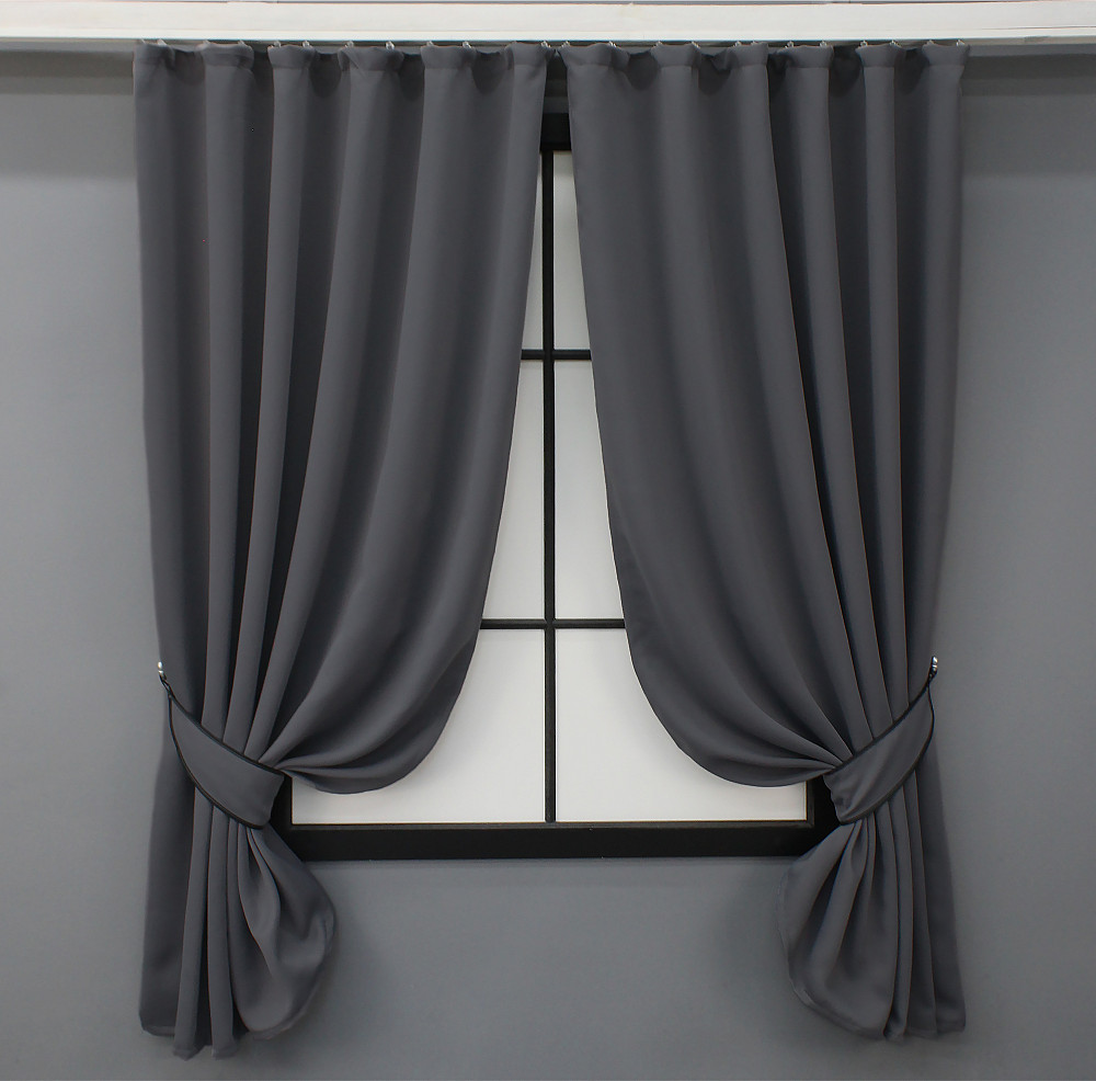 Комплект штор коротких VR-Textil Bagema Rvs № 1241ш Темно-серый 130х170 см 2 шт ( 35-0172) Киев - изображение 1