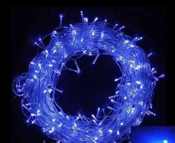 Гирлянда штора Водопад 240-B большая лампа 3D led blue 3х2м (силиконовый провод с удлинением) Винница