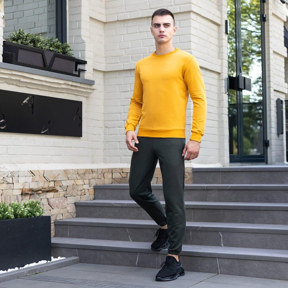 Світшот чоловічий однотонний жовтий Pobedov 001 Київ - фото 3