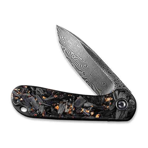 Ніж складаний кишеньковий Civivi Elementum, (7.5 см) Damascus / Carbon Fiber чорний Київ