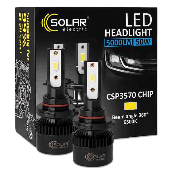 Автолампа Solar LED HB3(9005) 12/24V 50W 5000Lm 6500K CSP3570 2шт Львів