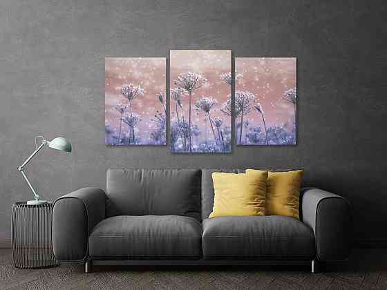 Модульная картина в гостиную / спальню  Квіти в росі Art-689_3 70x130 см Киев