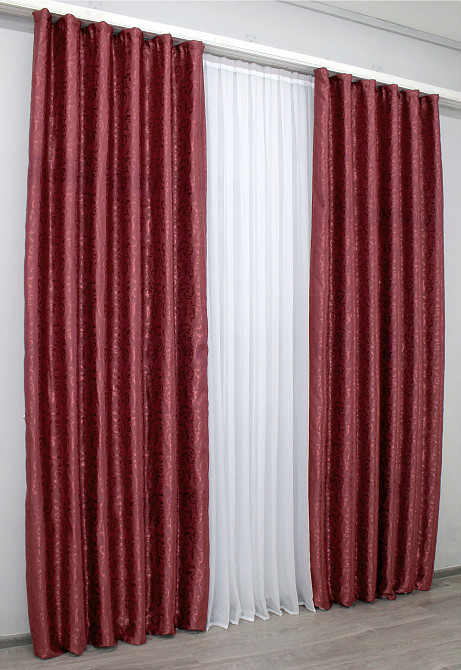 Комплект готових штор VR-Textil Блекаут № 1099ш Бордовий 150х250 см 2шт (39-863) Київ - фото 5