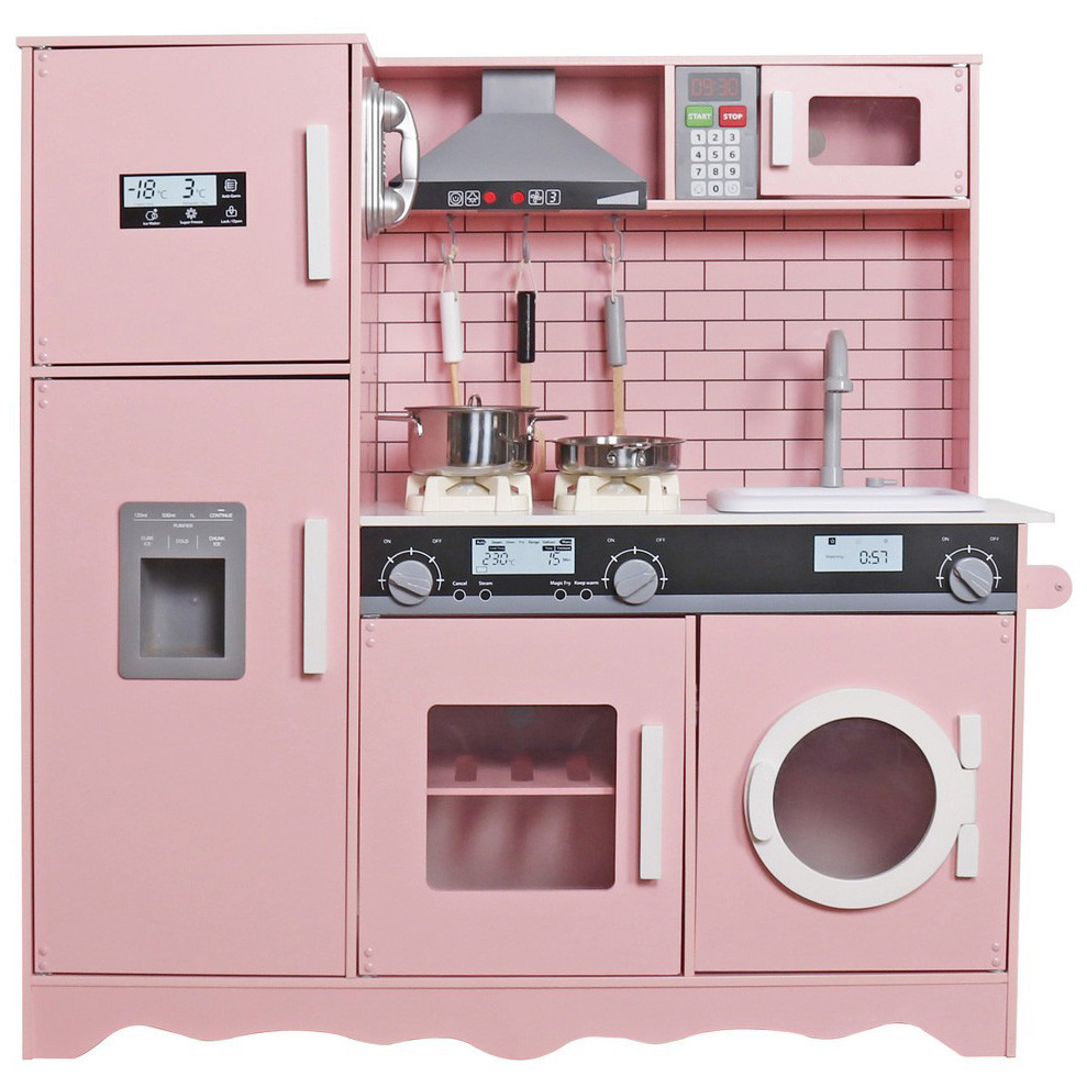Дитяча дерев'яна ігрова кухня AVKO Модена Pink звукові та світлові ефекти Київ - фото 1