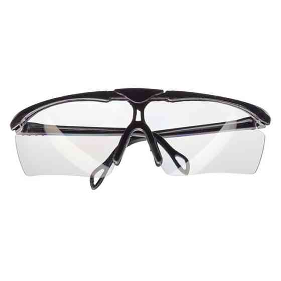 Окуляри захисні, прозорі, лінзи полікарбонат, заушники полікарбонат чорні, захист від удару, оптичний клас 3 INTERTOOL SP-0090 Київ
