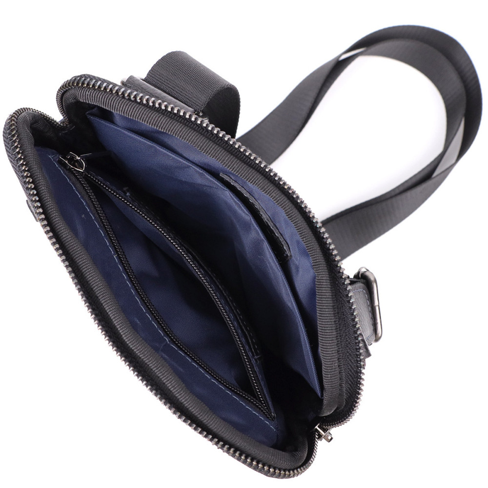 Сумка на плечо для мужчин из прочной зернистой кожи Черный (SHVIGEL) Киев - изображение 1