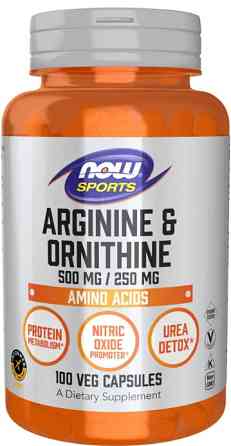 Аргінін та орнітин Now Foods Arginine & Ornithine 500 мг/250 мг 100 вег капс Київ