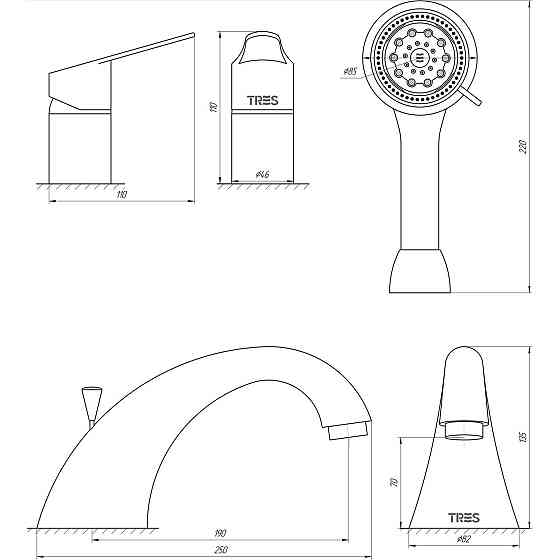 Змішувач для ванни TRES BM 139145 Київ