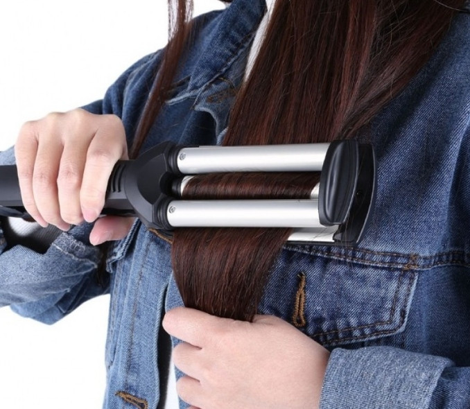 Потрійна плойка Kemei Km-2022 Щипці Київ - фото 7