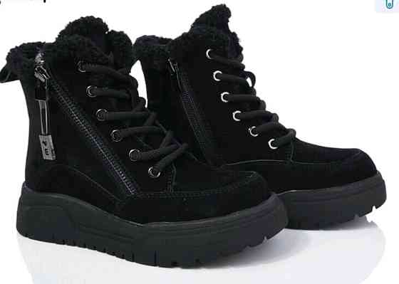 Детские черные зимние ботинки для девочек  32,33,34,35 Николаев