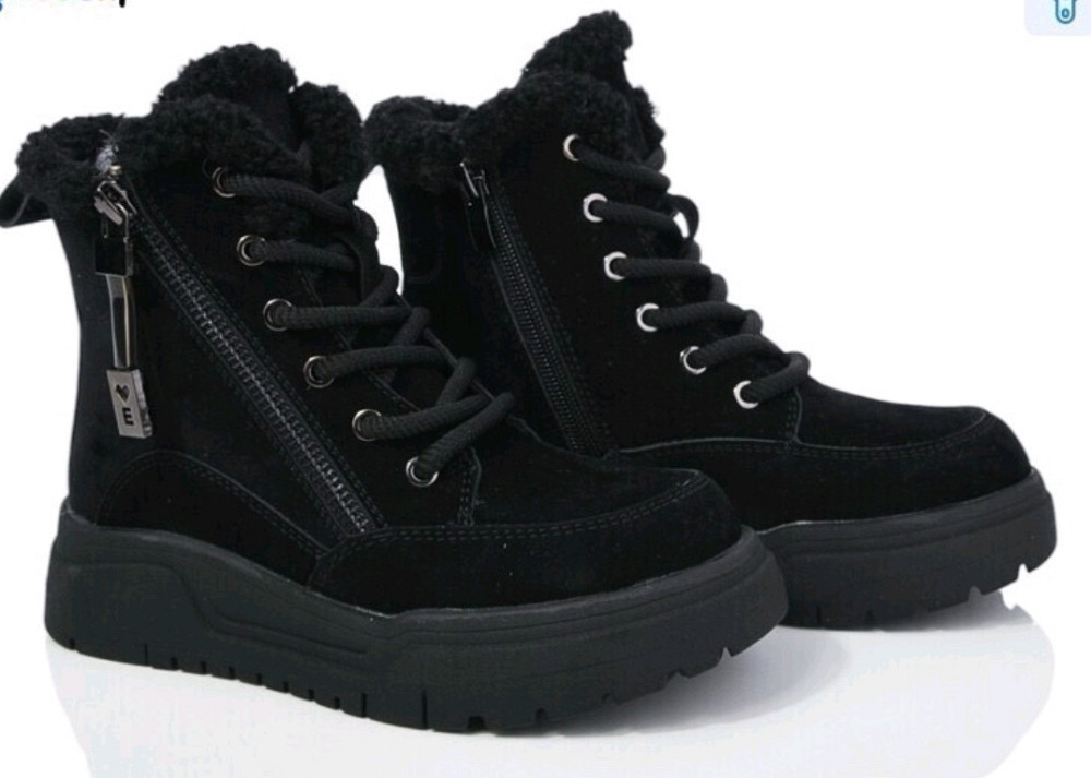 Детские черные зимние ботинки для девочек  32,33,34,35 Николаев - изображение 2