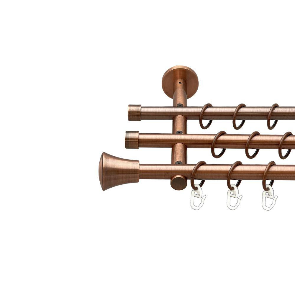 Карниз Orvit Принц металевий трирядний циліндр (20 см) гладка труба кільце металеве Мідь 16\16\16 мм 140 см Львов - изображение 1