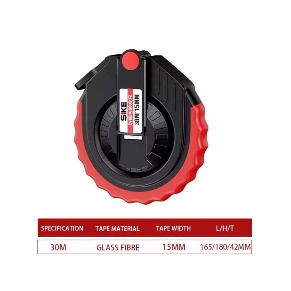 Рулетка будівельна вимірювальна 30 м, для геодезистів стрічка з метричною шкалою і скловолокна, з ручкою, пластикова чорно-червона Кам'янець-Подільський - фото 8