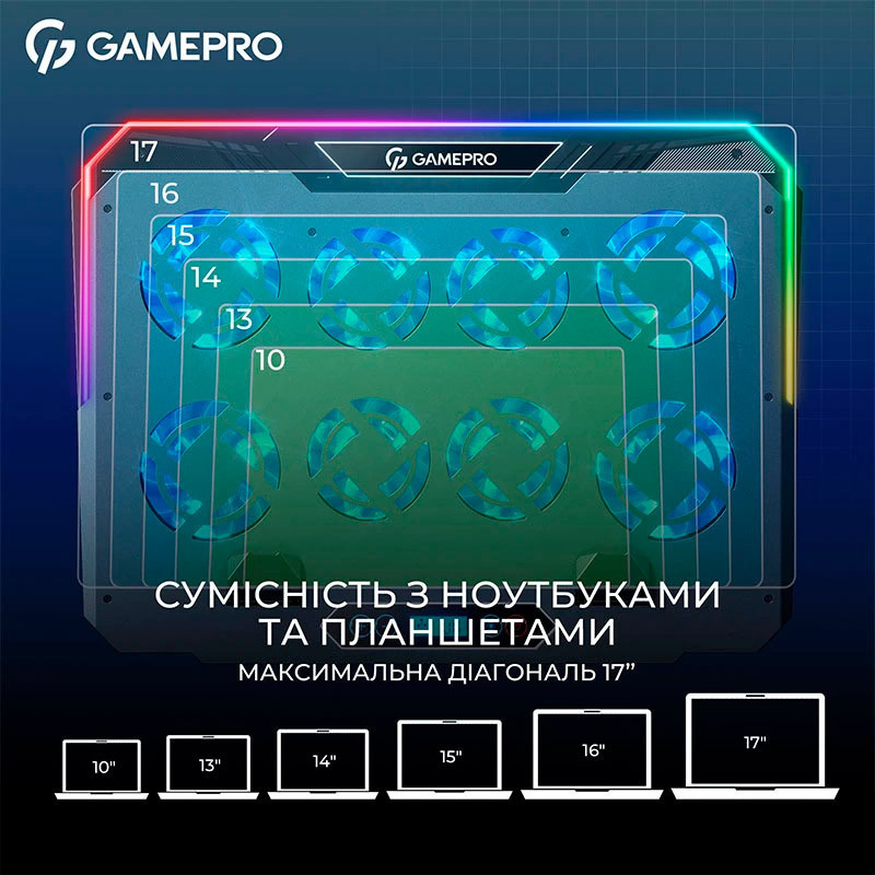 Охолоджувальна підставка для ноутбука GamePro CP1040 ( 14071 ) Харків - фото 9