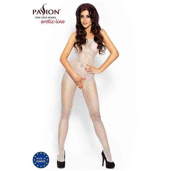 Бодистокинг Passion BS010 white, комбинезон, мелкая сеточка Sex Aura Киев