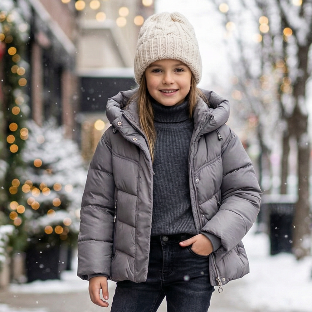 Детская зимняя куртка для девочки графит 116,128,140 Николаев - изображение 4