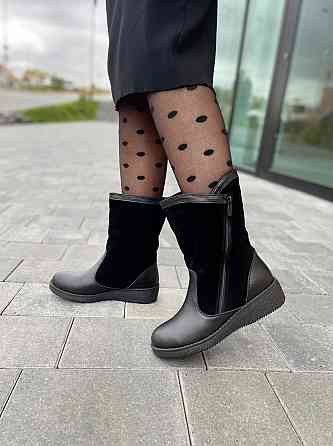 HD Напівчоботи жіночі HD 2032 чорні (зима, шкіра+замша натуральна) (2095) 36-40 36 Коломия