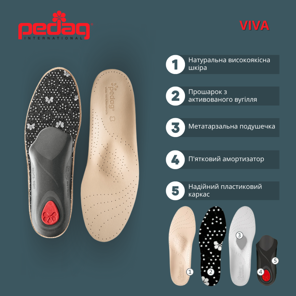 Ортопедична каркасна устілка для закритого взуття VIVA, арт 187 Дніпро - фото 5