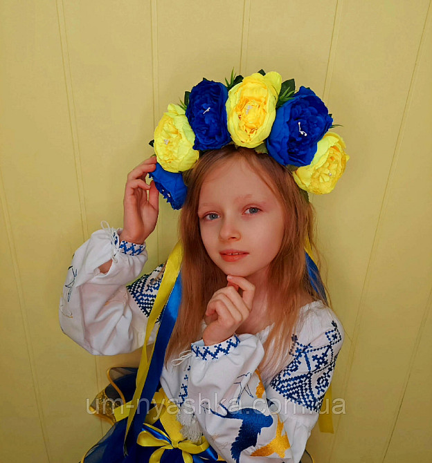 Сине-желтый веночек большой с лентами Кривой Рог - изображение 1