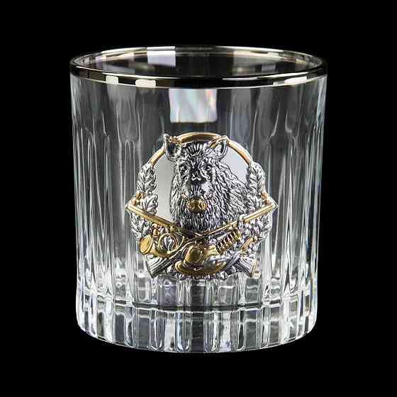 Набір для віскі «Мисливець» графин, 4 склянки кришталь, срібло, золото Рівне