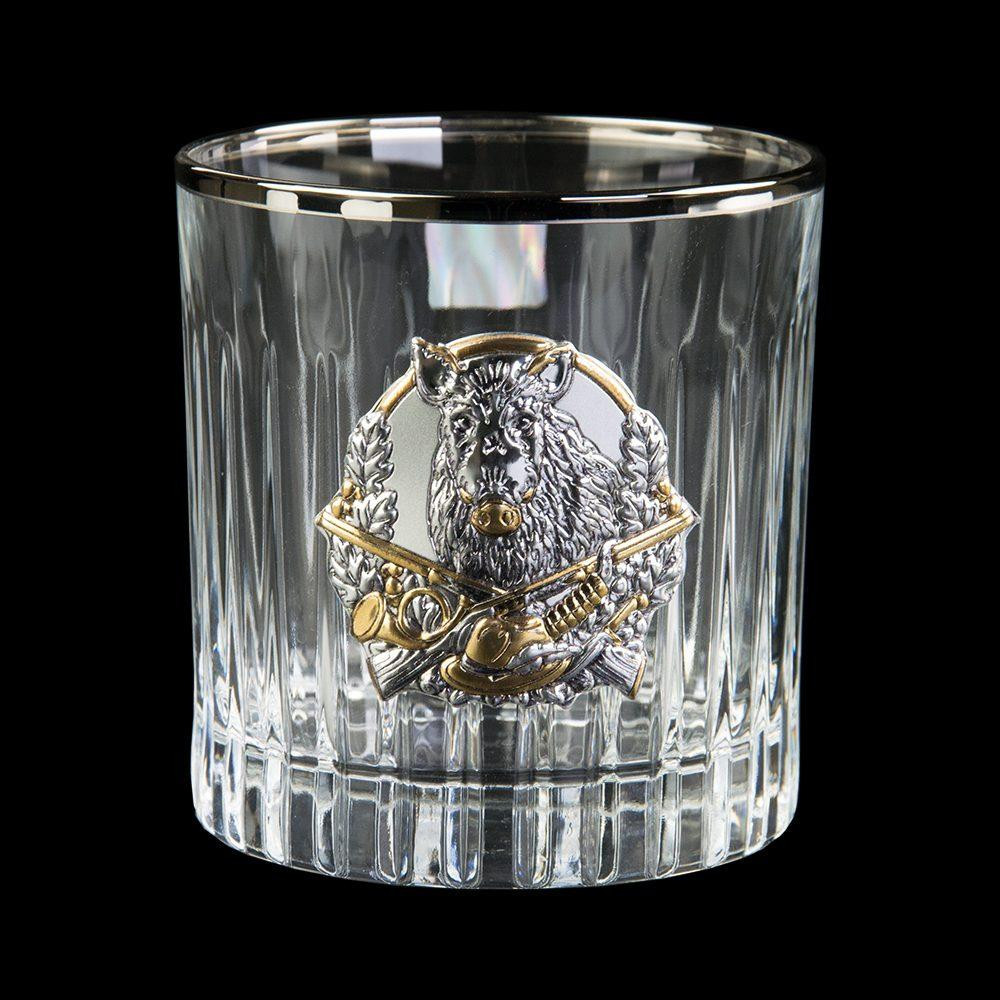 Набір для віскі «Мисливець» графин, 4 склянки кришталь, срібло, золото Рівне - фото 4