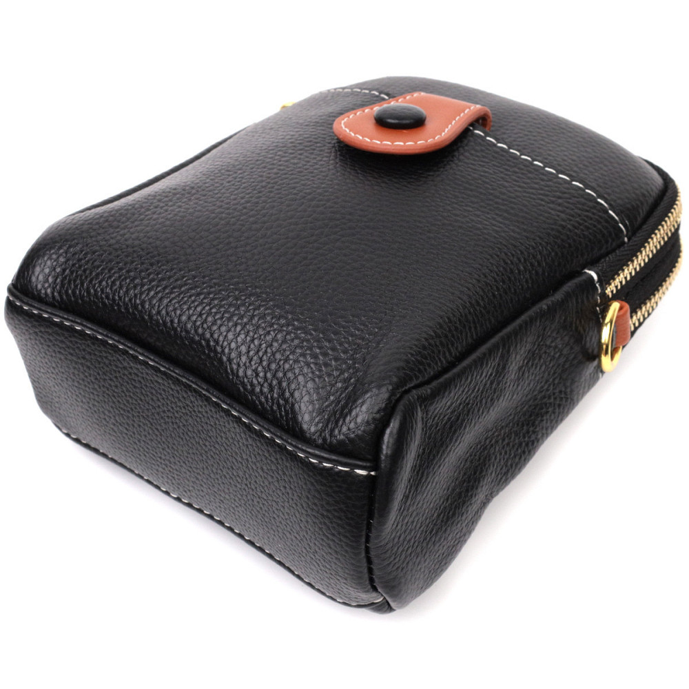 Удобная сумка трапеция для женщин из натуральной кожи Vintage 22269 Черная Киев - изображение 4