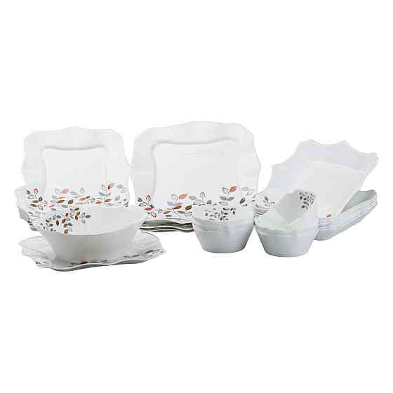 TS Kitchen Столовий сервіз порцелянових квадратних тарілок на 6 персон 24 предмети білий Киев