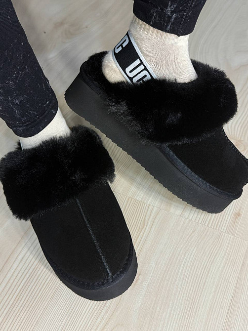 Уггі жіночі Itts 1701-1 капці з опушкою і резинкою на платформі чорні, 38, 24 см Київ - фото 16
