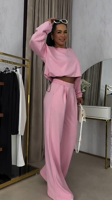 Женский прогулочный костюм двойка: кофта и штаны петля Пудровый, 48/50 Одесса - изображение 1