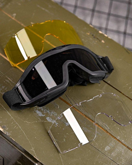 Защитные тактические очки-маска с сменными линзами   black   ПП7845 Одесса - изображение 4