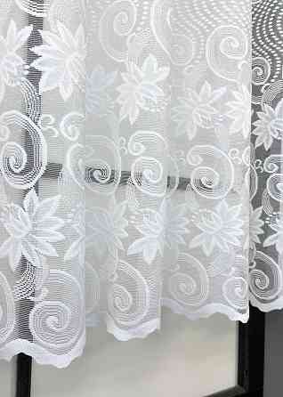 Коротка жакардова тюль висотою 1,2 м колір білий 855т Київ