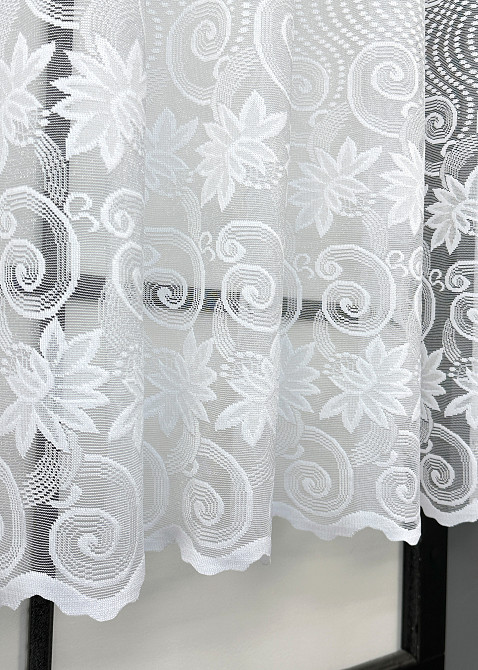 Коротка жакардова тюль висотою 1,2 м колір білий 855т Київ - фото 6