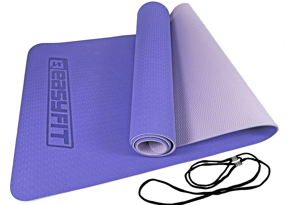 EasyFit Килимок для йоги та фітнесу EasyFit TPE+TC 6мм двошаровий бузковий-св.бузковий Коломыя - изображение 8