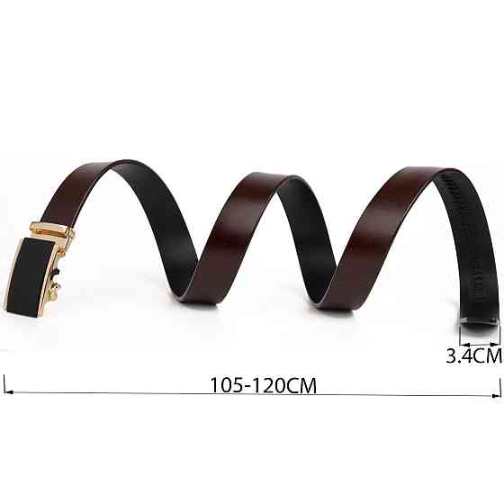 Ремінь чоловічий з золотистою прямокутною пряжкою Vintage 20260 Коричневий Київ