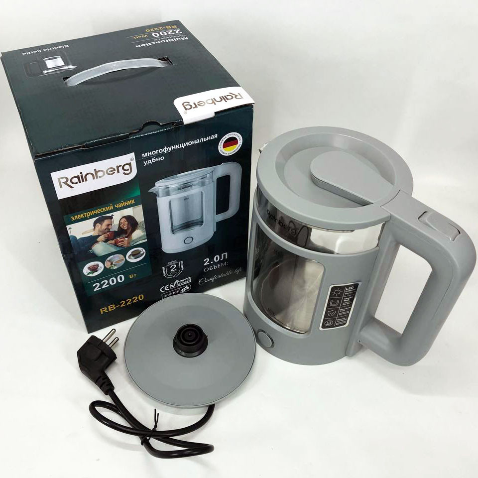 Чайник с визуальным индикатором работы Rainberg RB-2220 2200 Вт 2 л, Электрочайник с индикатором уровня NB-85 Львов - изображение 12