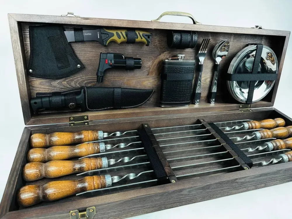 Набори шампурів, Набір шампурів у кейсі "Пікнік Класик" Шампури, вертіла Тернопіль - фото 1