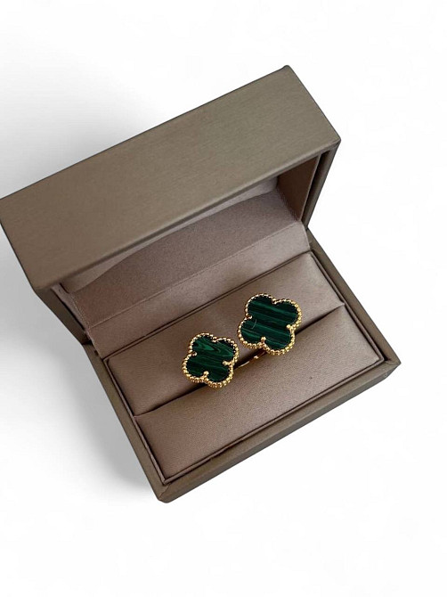 Кольцо Van Cleef позолота 18 К / клевер кольцо двойное зеленое в золоте Одесса - изображение 3