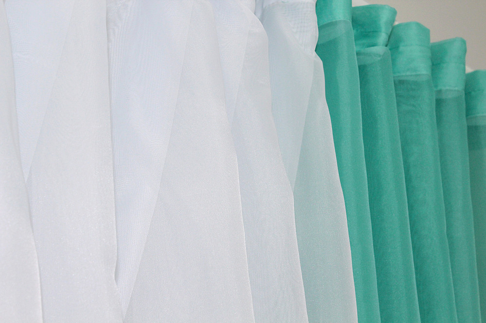 Кухонные шторки VR-Textil № 096к с подвязками бирюзовый с белым 400х170 см (50-805) Киев - изображение 4
