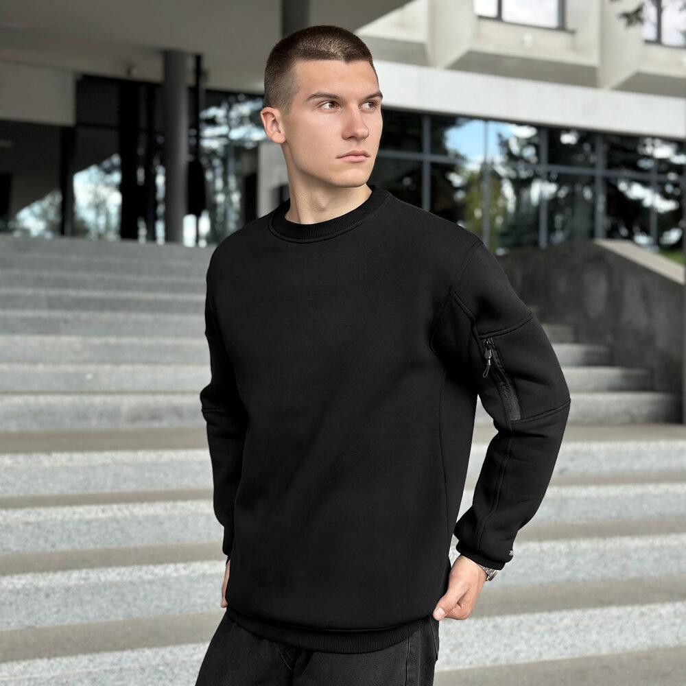 Свитшот мужской зимний однотонный чёрный Pobedov Apex Киев - изображение 1